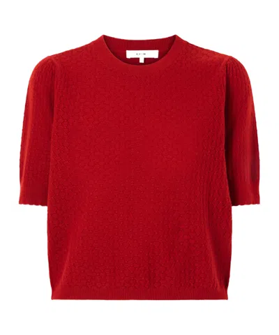 Frame Short Sleeve Knit Top In Red