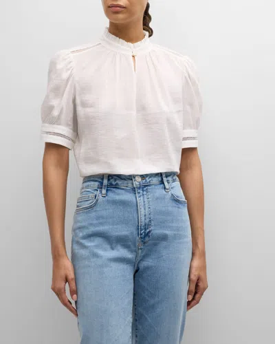 Frame Short-sleeve Lace Inset Top In White