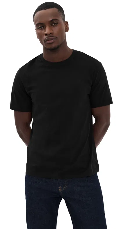 Frame Short Sleeve Light Cotton Tee Black In Blue