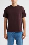 Frame Short Sleeve Light Cotton Tee In Burgundy