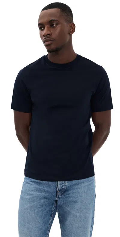 Frame Short Sleeve Light Cotton Tee Dark Navy In Blue