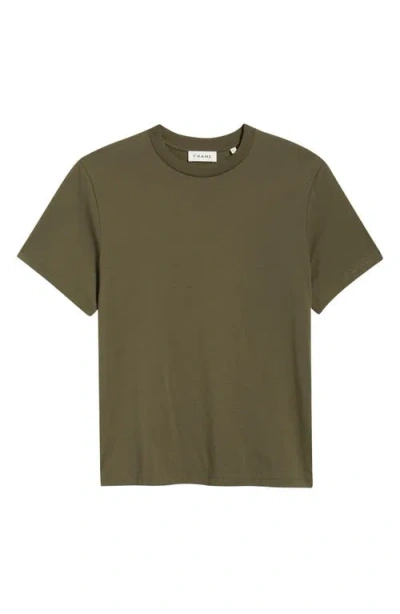 Frame Short Sleeve Light Cotton Tee In Green