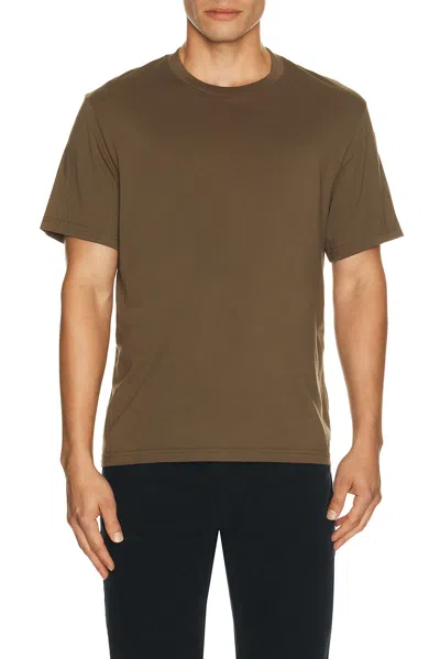 Frame Short Sleeve Light Cotton Tee In Brown