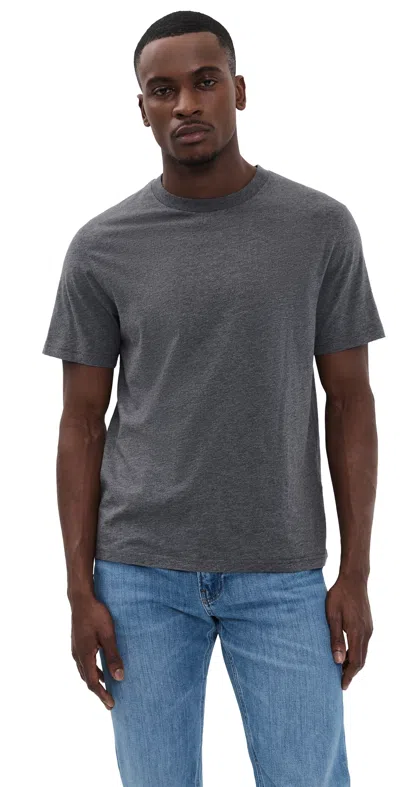 Frame Short Sleeve Light Cotton Tee Grey Melange In Blue