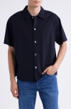 Frame Duo Fold Relaxed Short Sleeve Button-up Shirt In Blue