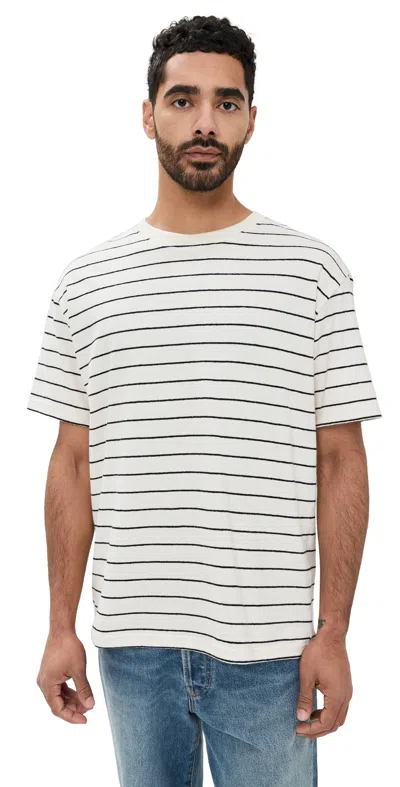 Frame Short Sleeve Relaxed Stripe Shirt Natural/black