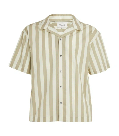 Frame Short-sleeve Striped Shirt In Beige