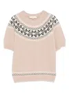 Frame Short-sleeve Sweater In Neutral