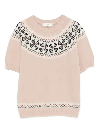 Frame Short-sleeve Sweater In Neutral