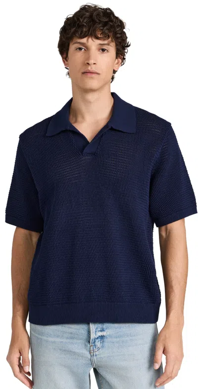 Frame Short Sleeve Sweater Polo Navy