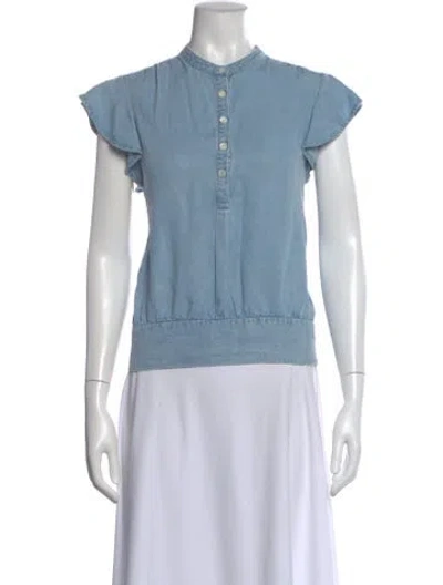 Pre-owned Frame Short Sleeve Top In Blue