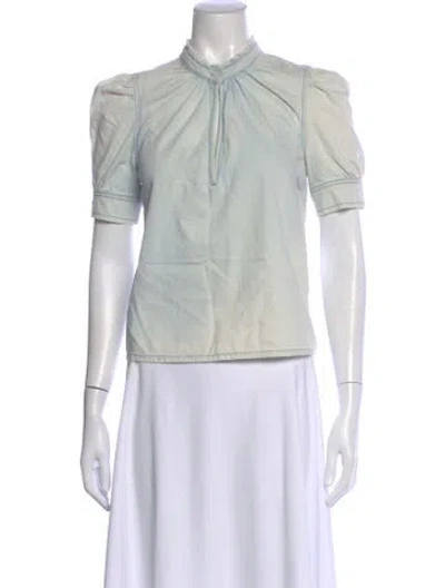 Pre-owned Frame Short Sleeve Top In Blue