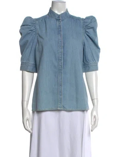Pre-owned Frame Short Sleeve Top In Blue