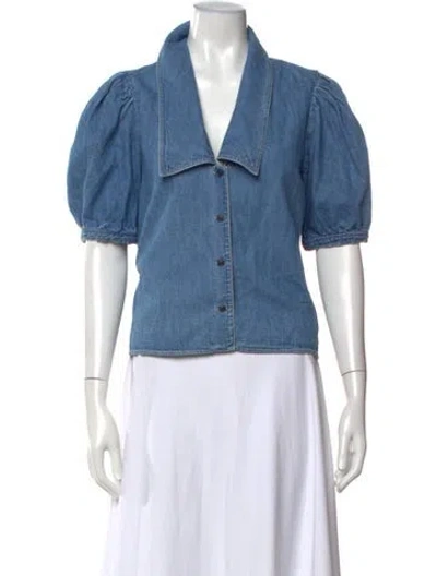 Pre-owned Frame Short Sleeve Top In Blue