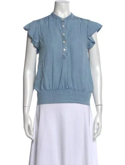 Pre-owned Frame Short Sleeve Top In Blue
