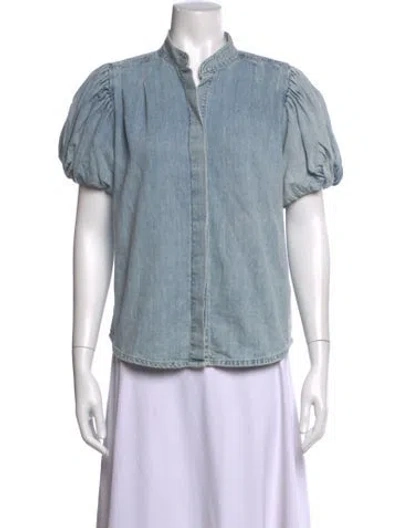 Pre-owned Frame Short Sleeve Top In Blue