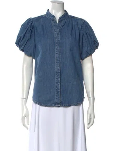Pre-owned Frame Short Sleeve Top In Blue