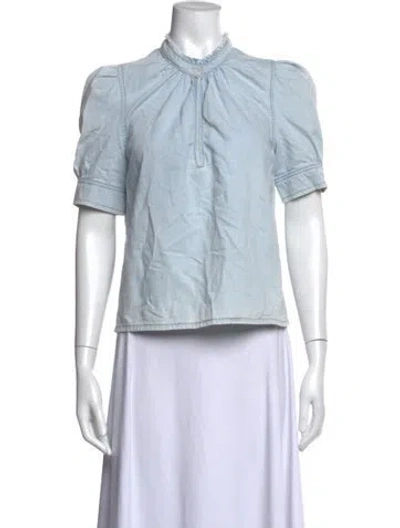 Pre-owned Frame Short Sleeve Top In Blue