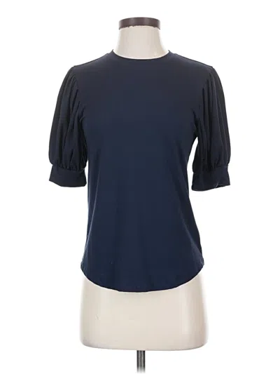 Pre-owned Frame Short Sleeve Top Blue Mock Neckline Tops