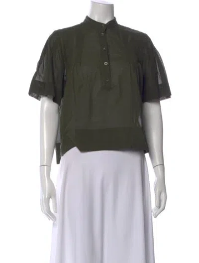 Pre-owned Frame Short Sleeve Top In Green