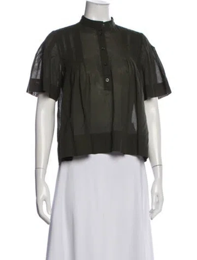 Pre-owned Frame Short Sleeve Top In Green