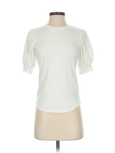 Pre-owned Frame Short Sleeve Top Ivory Mock Neckline Tops In White