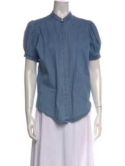 Pre-owned Frame Short Sleeve Top W/ Tags In Blue