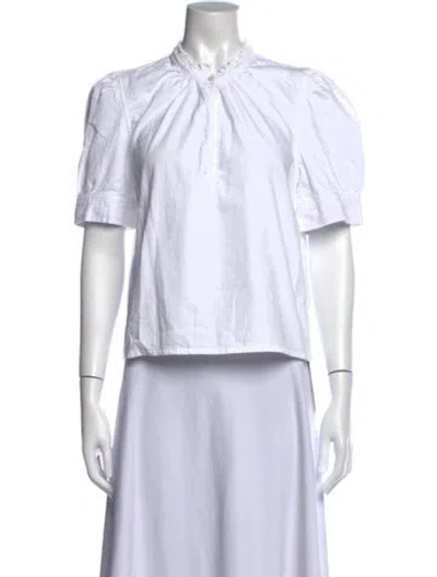 Pre-owned Frame Short Sleeve Top In White