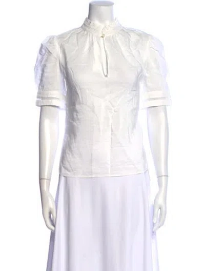 Pre-owned Frame Short Sleeve Top In White