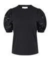Frame Draped Short Sleeve Organic Cotton T-shirt In Black