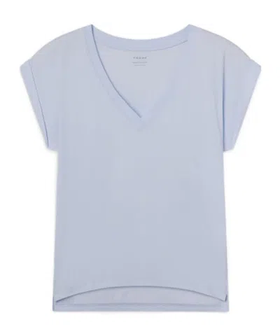 Frame 'easy' Light Blue T-shirt With V Neck In Cotton Woman