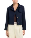 Frame Short Trench Jacket Navy In Blue