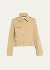 Frame Short Trench Jacket In Khaki