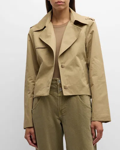 Frame Short Trench Jacket In Khaki