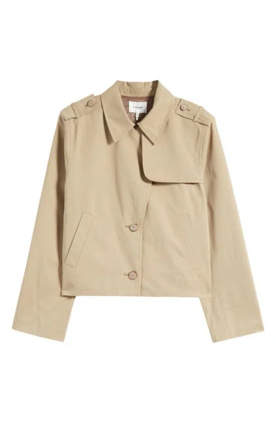 Frame Short Trench Jacket In Khaki