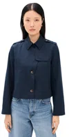 Frame Short Trench Jacket Navy In Blue