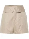 FRAME BEIGE FOLDOVER WAISTBAND MINISHORTS - WOMEN'S - LINEN/FLAX/COTTON