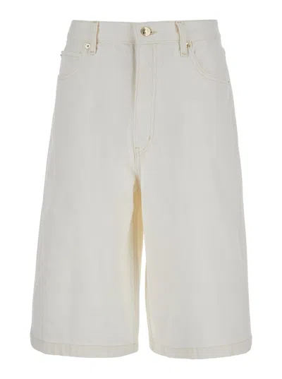 FRAME 'THE BOY SHORT' WHITE SHORTS WITH BELT LOOPS IN DENIM WOMAN