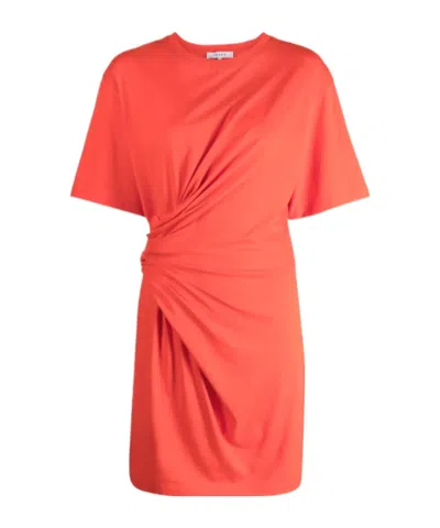 Frame Short-sleeve Ruched-detail Minidress In Red