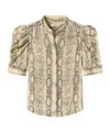 Frame Snake Gillian Short Sleeve Top In Camel Multi In Multi