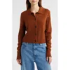 Frame Womens Chestnut Shrunken Spread-collar Cashmere Cardigan In Brown