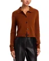 Frame Womens Chestnut Shrunken Spread-collar Cashmere Cardigan In Brown