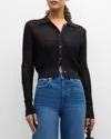 Frame Shrunken Crochet Cardigan In Black