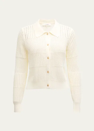 Frame Shrunken Crochet Cardigan In Off White