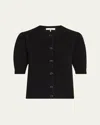 Frame Womens Shrunken Short-sleeve Wool-blend Knit Cardigan Black In Black