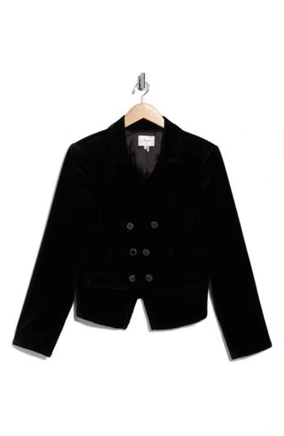 Frame Shrunken Velvet Blazer In Black
