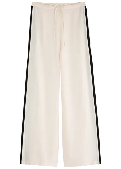 Frame Side-striped Silk Trousers In Cream
