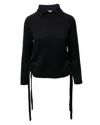 Frame Side Tie Sweater In Black Cashmere In Black