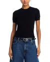 Frame Silk & Cotton Smocked Sweater Top In Black