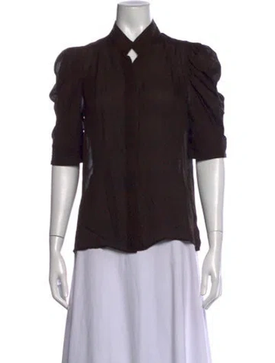 Pre-owned Frame Silk Animal Print Blouse In Black